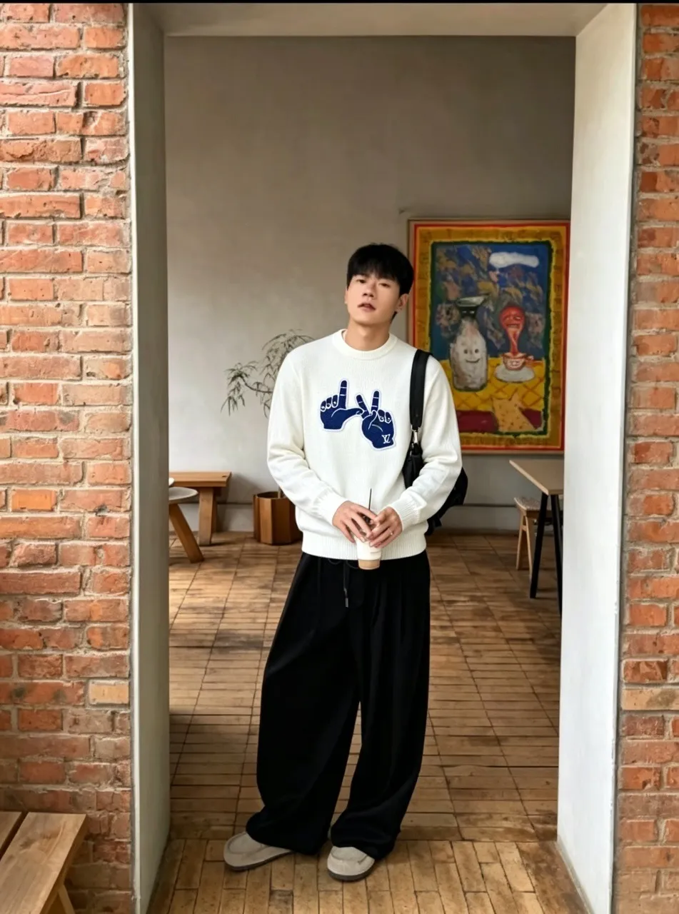 Louis Vuitton/Louis Vuitton gesture embroidered knitted sweater